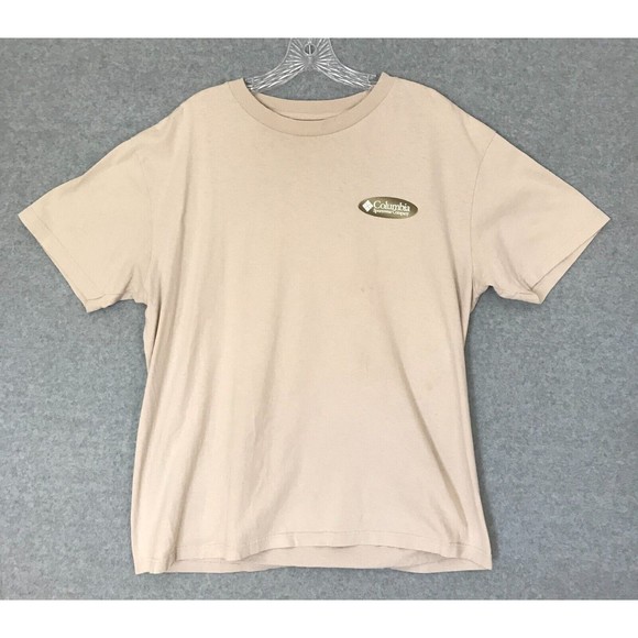 Columbia Sportswear‎ Fishing T-Shirt "Outlaw Anglers" Mens Large Khaki Skull art - Picture 2 of 8